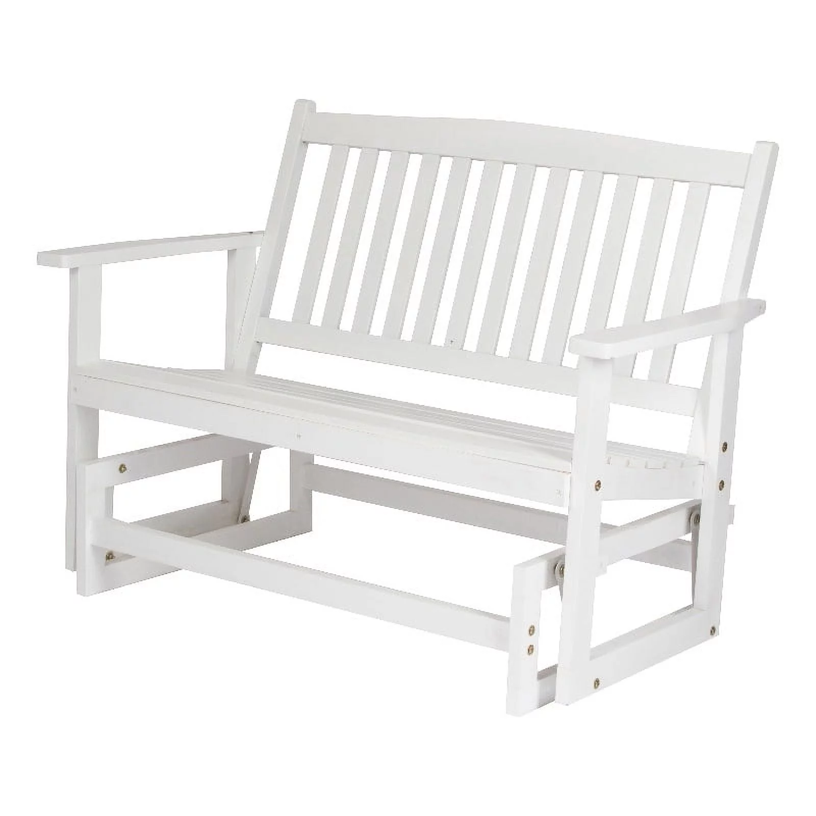 Shine Company Traditional Hardwood Outdoor Glider Loveseat in White Finish