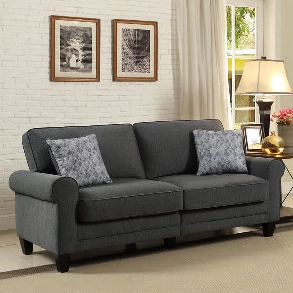 Serta Copenhagen Traditional Rolled Arm 73" Fabric Sofa, Gray