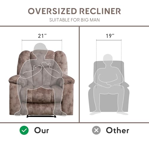 Phoenix Home Manual Recliner Chair for Adults with Massage and Heat, Overstuffed Fabric Reclining Chair
