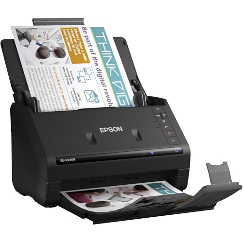 Epson Workforce ES-500W II Wireless Color Duplex Desktop Document Scanner for PC and Mac