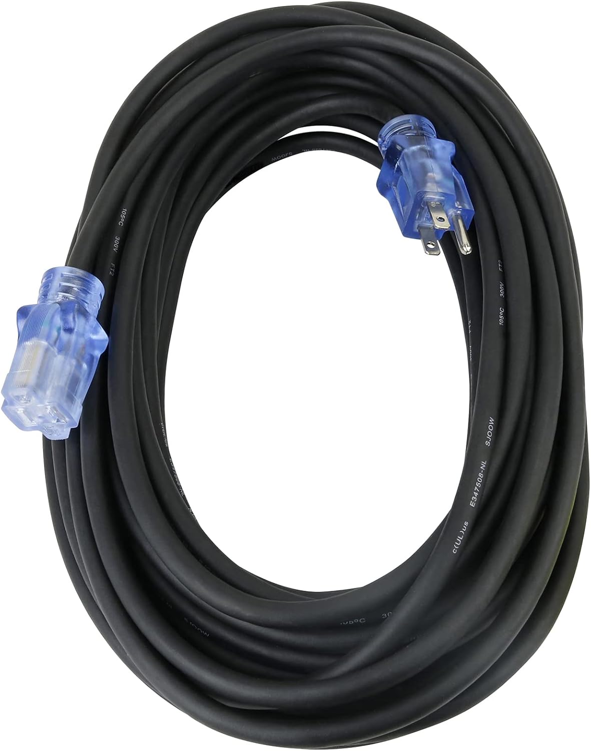 Clear Power 50 ft 3 Outlet Heavy Duty Outdoor Extension Cord 12/3 SJTOW, Yellow, Water & Weather Resistant Flame Retardant, Power Indicator Light