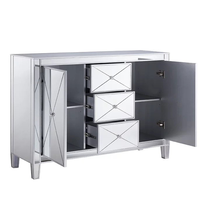 SEI Furniture Mirage 3-Drawer Mirrored Cabinet 50.25 x 35.25