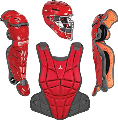 All-Star Catcher’s Gear Kit – Includes Helmet, Chest Protector & Leg Guards – Lightweight, Durable Baseball Protective Set, Meets NOCSAE