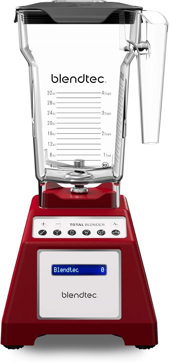 Blendtec Total Classic Original Blender - Fourside Jar (75 oz), Professional-Grade Power-6 Pre-Programmed Cycles-10-Speeds, Black