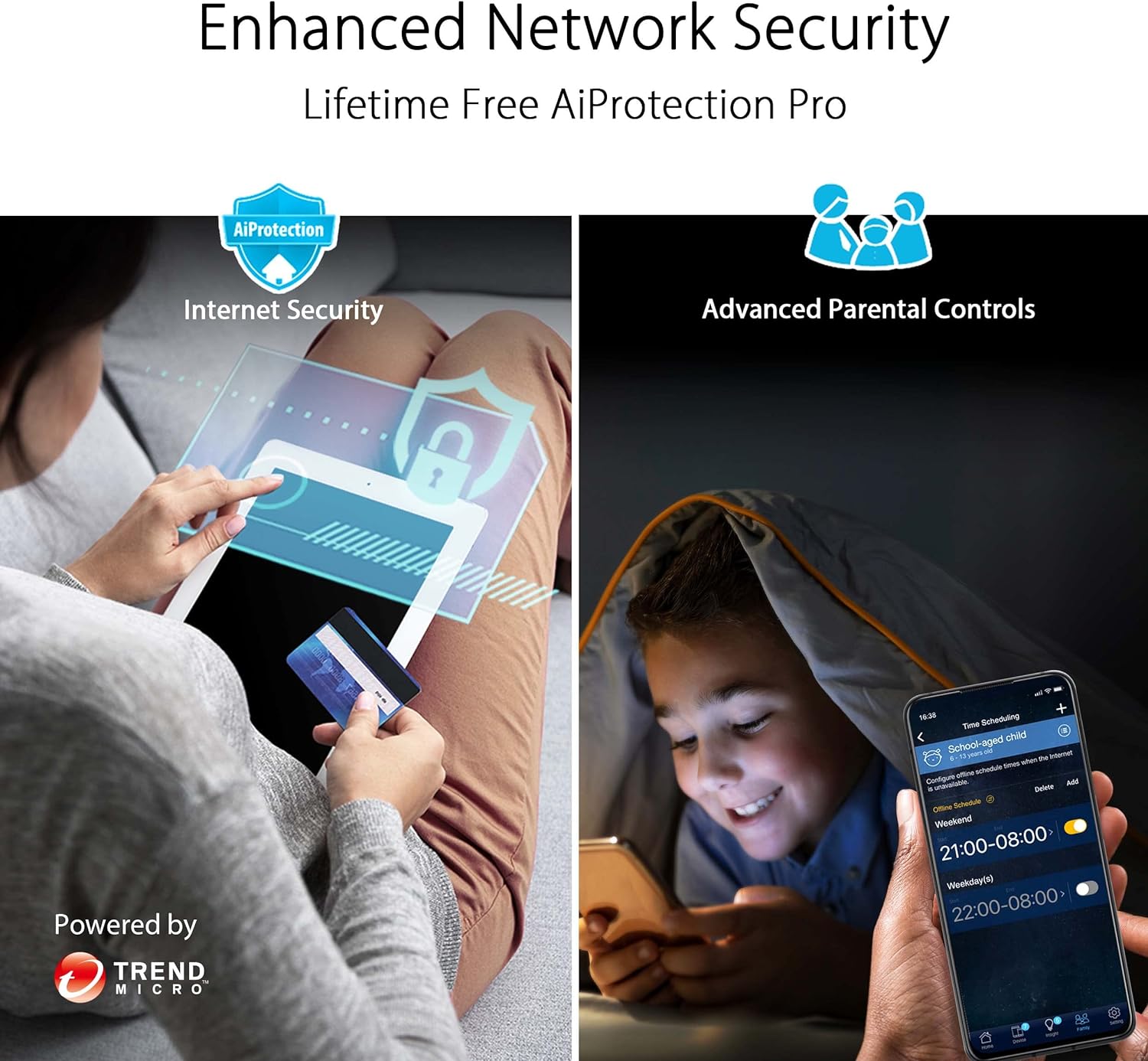 ASUS RT-AX5400 Dual Band WiFi 6 Extendable Router, Lifetime Internet Security Included, Instant Guard, Advanced Parental Controls, Built-in VPN