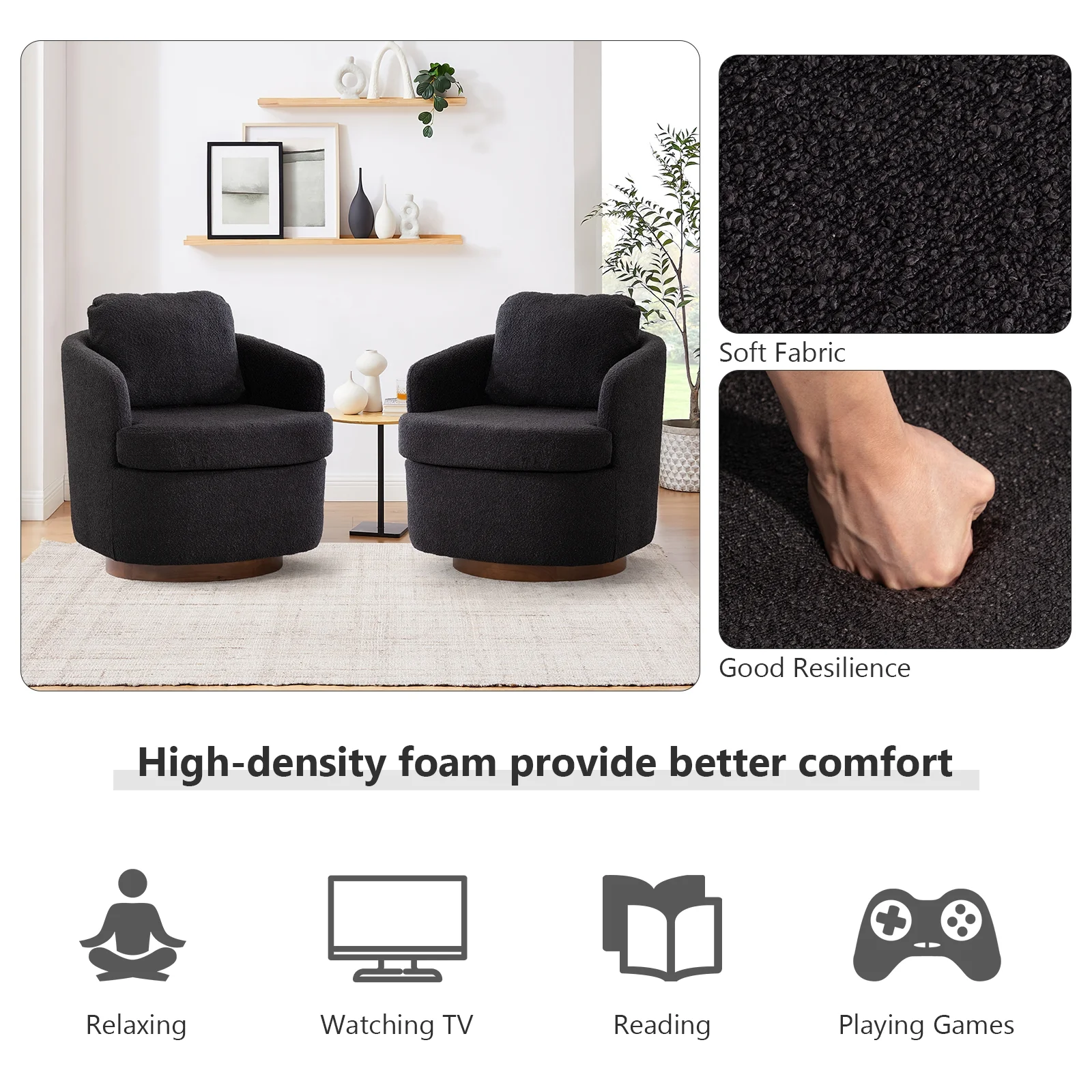 Lecut Swivel Accent Chair for Living Room, Oversized 360&deg