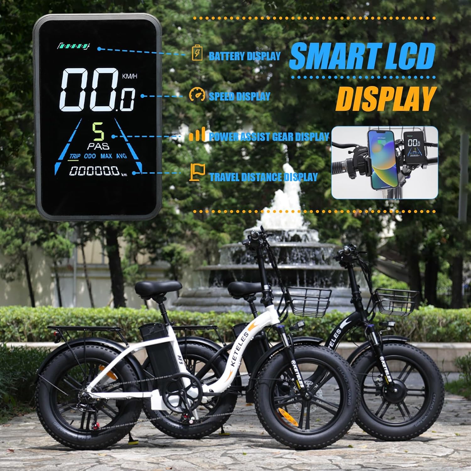 Electric Bike for Adults 2000W Folding Electric Bike Ebike with 48V 23AH Removable Battery 20''x 4.0 Fat Tire Electric Bicycle Long Range E Bike with