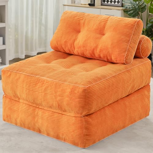 HABUTWAY Folding Sofa Bed, Convertible Sleeper Chair Bed w/Dual-Pillow & Handle, Foldable Floor Sofa Lounge w/Back Support for Living Room, Bedroom