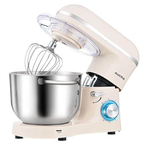 Aucma Stand Mixer,6.5-QT 660W 6-Speed Tilt-Head Food Mixer, Kitchen Electric Mixer with Dough Hook, Wire Whip & Beater (6.5QT, Black)