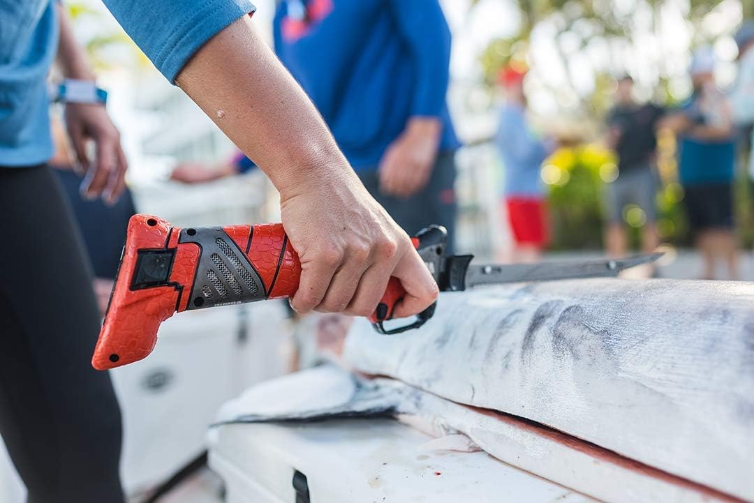 BUBBA Pro Series Lithium-Ion Electric Fillet Knife with Non-Slip Grip Handle, 4 Ti-Nitride S.S. Coated Non-Stick Reciprocating Blades