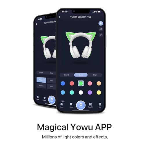 YOWU Cat Ear Headphones 4GS -Wireless Bluetooth Noise Cancelling Headphones