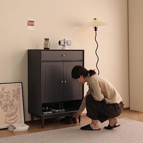 Shoe Organizer Solid Wood Shoe Cabinet Home Porch Large-capacity Locker Suitable for Living Room, Corridor, Balcony Shoe Cabinet Entryway Furniture(C