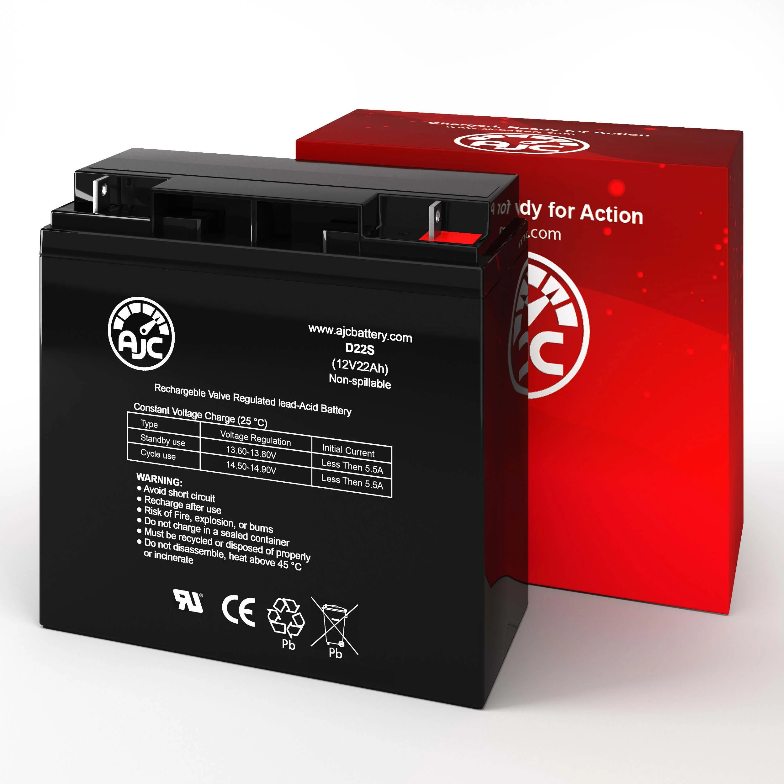 Stanley J5C09 500 Instant 1000 Peak Amp with Com 12V 22Ah Jump Starter Battery - This Is an AJC Brand Replacement