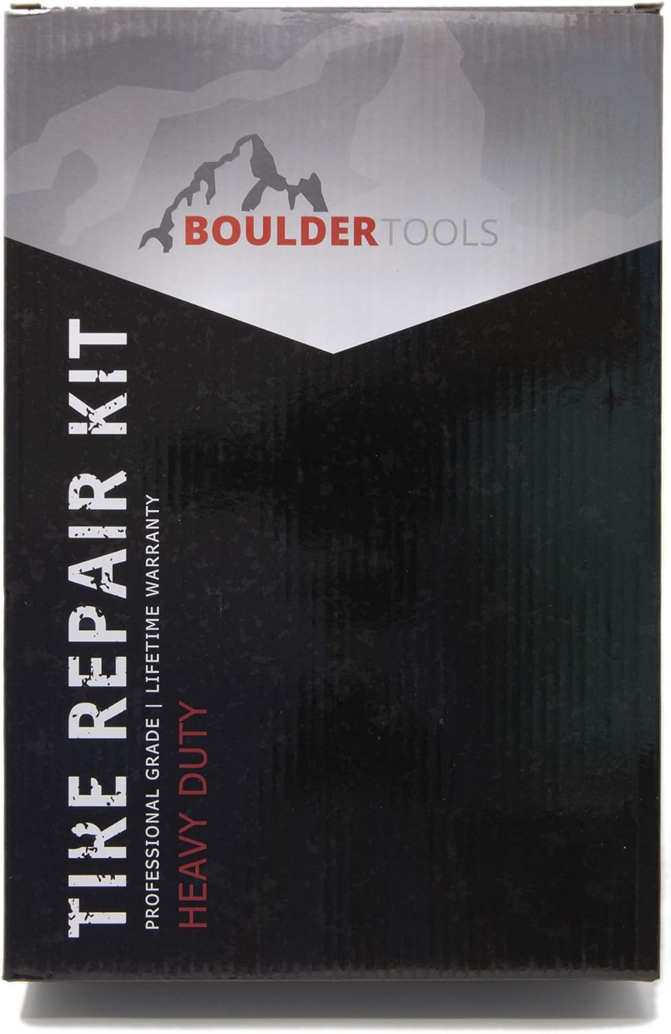 Boulder Tools - Heavy Duty Tire Repair Kit for Car, Truck, RV, SUV, ATV, Motorcycle, Tractor, Trailer. Flat Tire Puncture Repair Kit