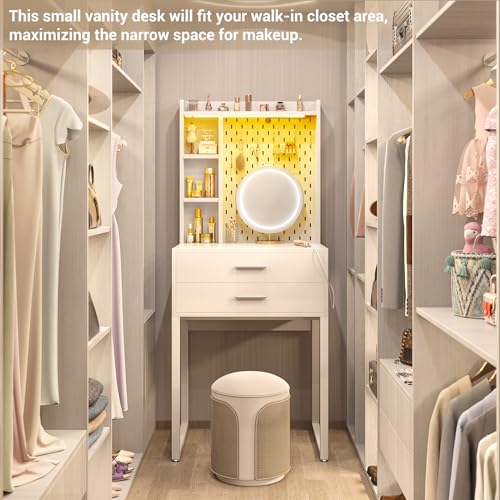 Vanity Desk with 4 Storage Drawers - Modern Makeup Vanity Table with Charging Station