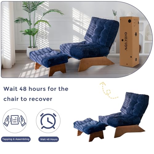 MAXYOYO Accent Chair with Ottoman Adjustable Backrest, Tufted Living Room Chair Upholstered Lounge Chair with Footrest Set