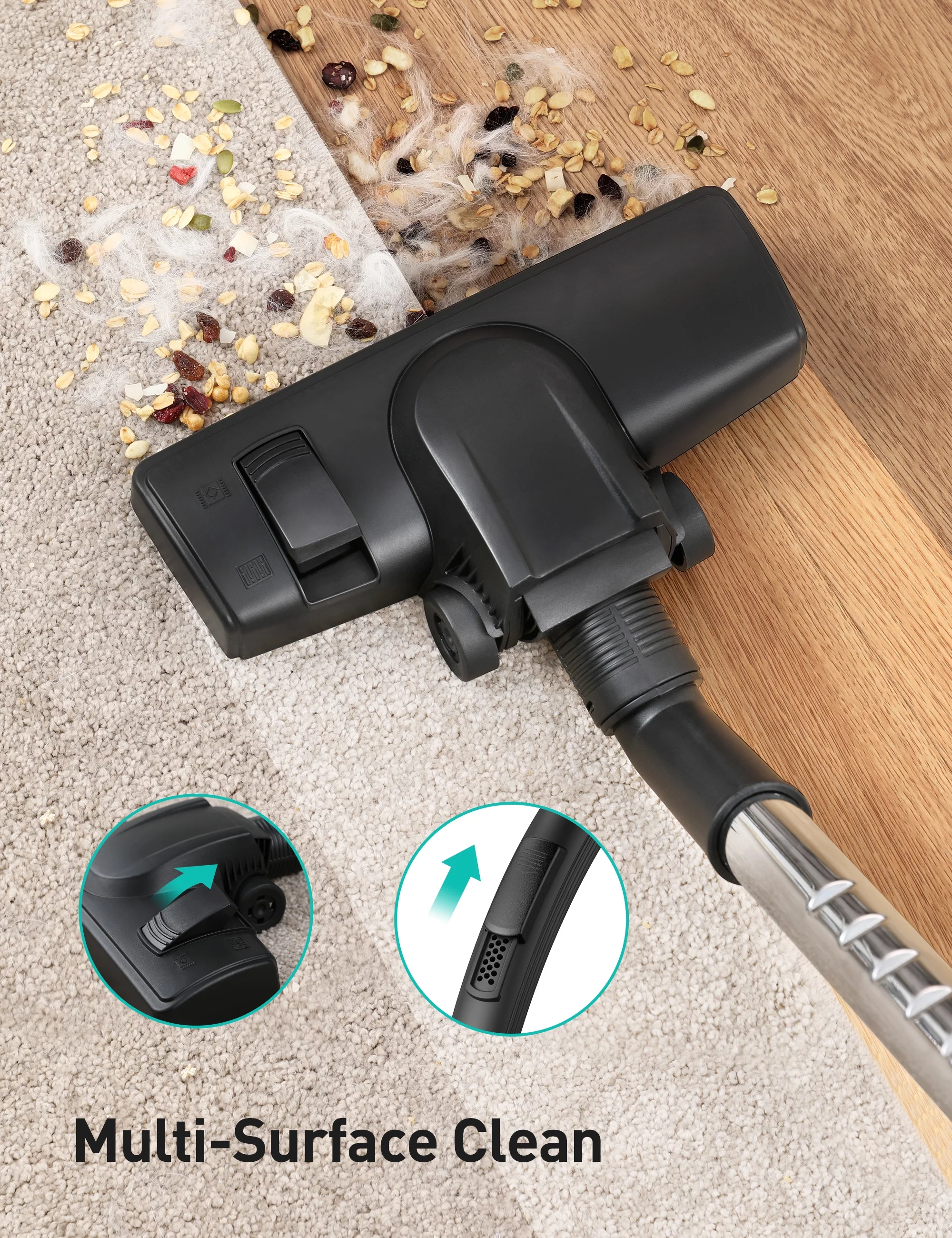 Aspiron Bagless Canister Vacuum Cleaner with Double HEPA Filter, Turbo Brush, 1200W, 3.6QT, New