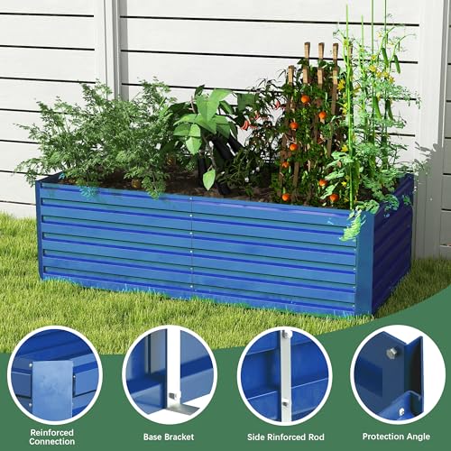 FOOWIN 2pcs 8x4x2ft Galvanized Raised Garden Bed, Planter Raised Garden Boxes Outdoor, Large Metal Raised Beds for Gardening