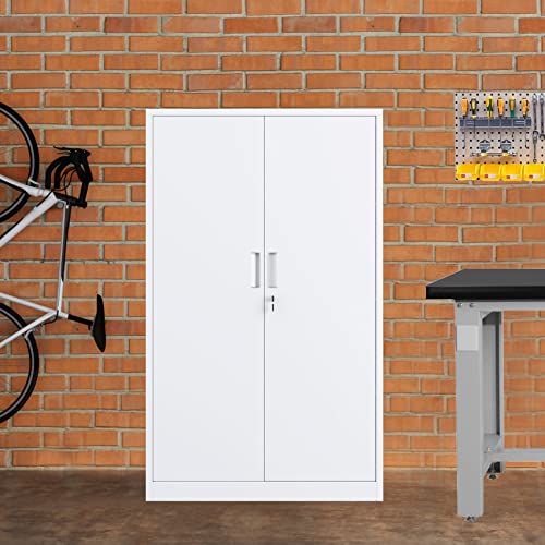 Metal Storage Cabinet with Locking Doors and 3 Adjustable Shelves