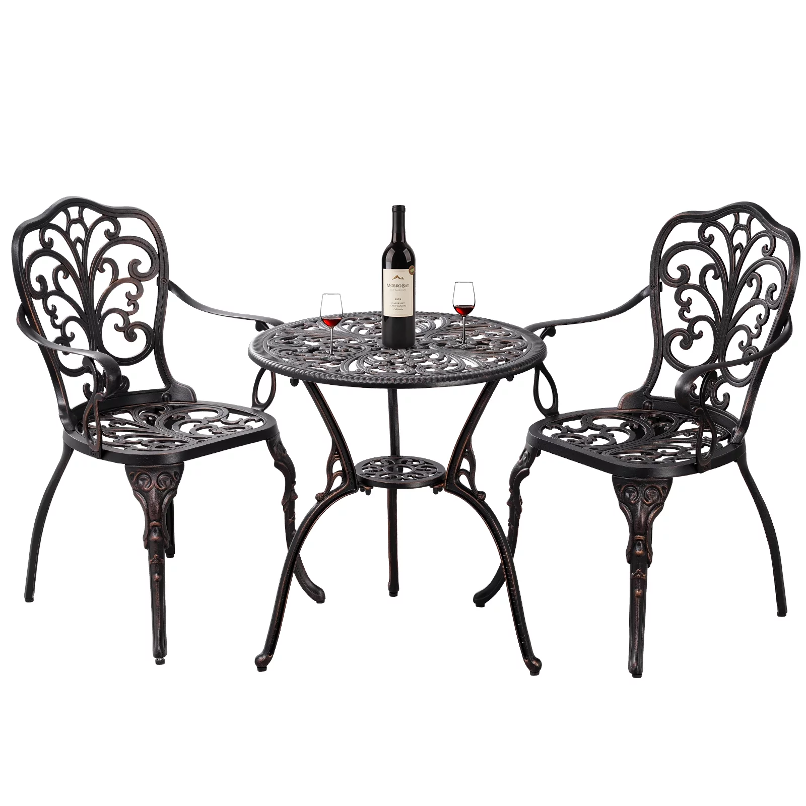 Withniture 3-Piece Bistro Table and Chairs Set of 2 Outdoor Furniture Patio Bistro Set, Bronze