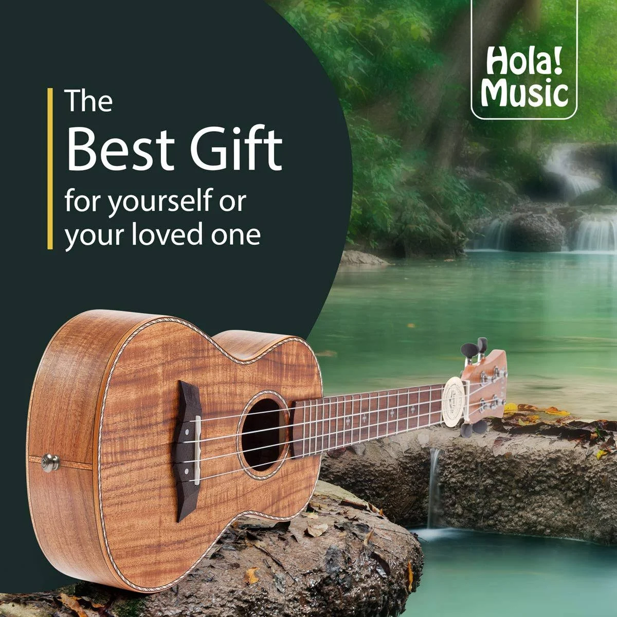 Hola! Music HM-127KA+ Deluxe Tenor Ukulele, Acacia w/Aquila Strings