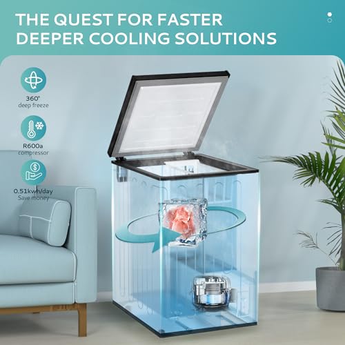 EUHOMY 3.5 Cu.Ft Chest Freezer with Removable Basket, Small Deep Freezer Adjustable 7 Thermostat, Quiet Mini Freezer Free-Standing Top Door