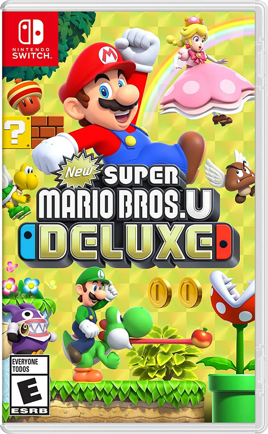 Nintendo Switch OLED Console White with New Super Mario Bros. U Deluxe, Accessory Starter Kit and Screen Cleaning Cloth Bundle