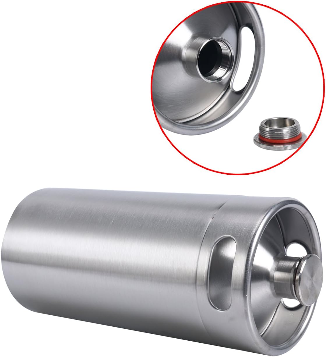 128 OZ Mini Keg Growler Canteen Craft Beer Homebrewing Home Brew Stainless Steel Beer Barrel Holds Beer Silver (128oz Growler) Pack of 2
