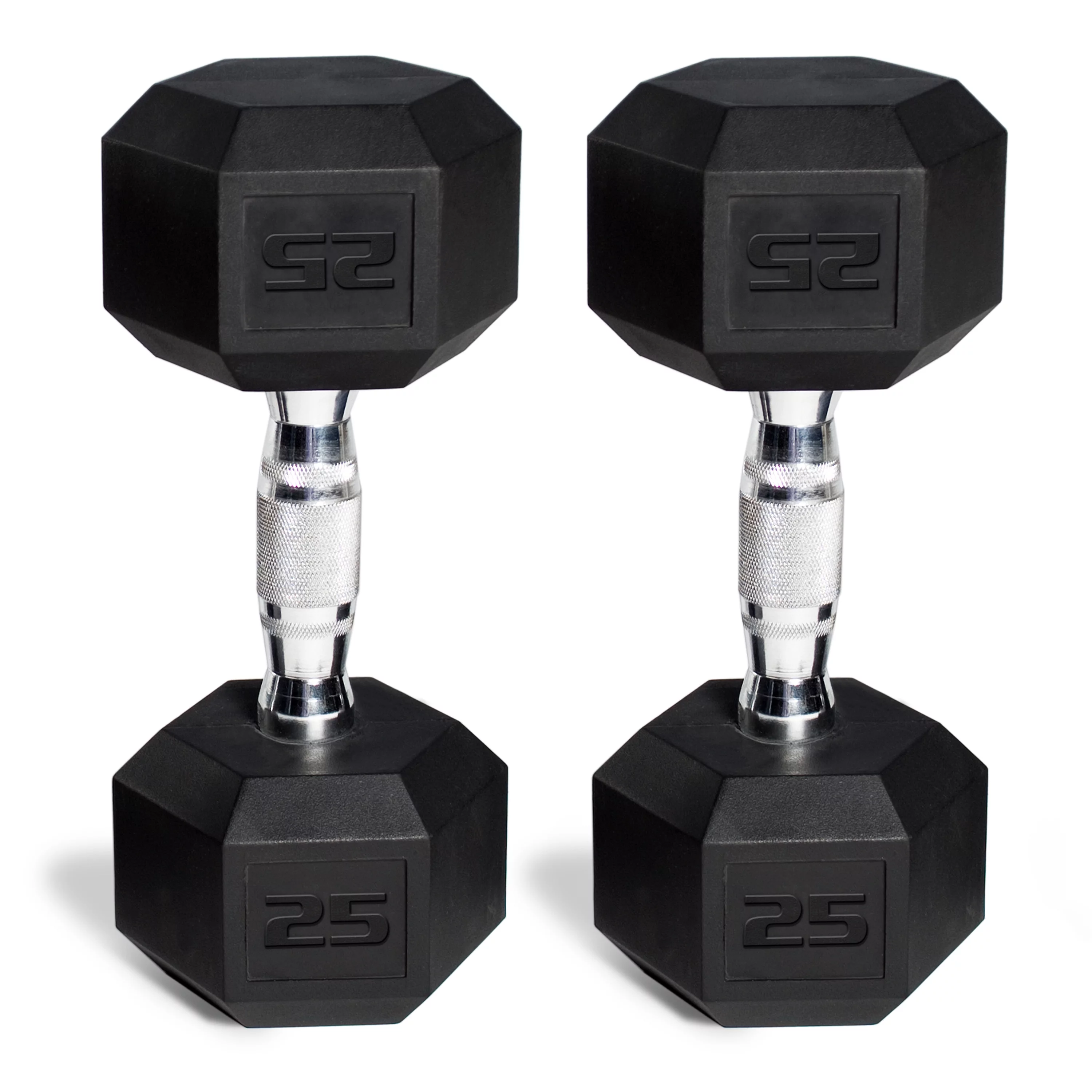CAP 150 lb Coated Rubber Hex Dumbbell Weight Set with A-Frame Rack, Black