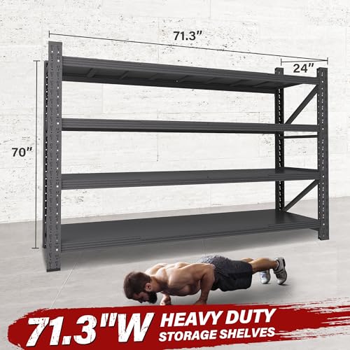 5000LBS Heavy Duty Garage Shelving Units,71.3" Wide & Deep Storage Shelves,Metal Garage Shelves,Large Storage Rack,Steel Shelf
