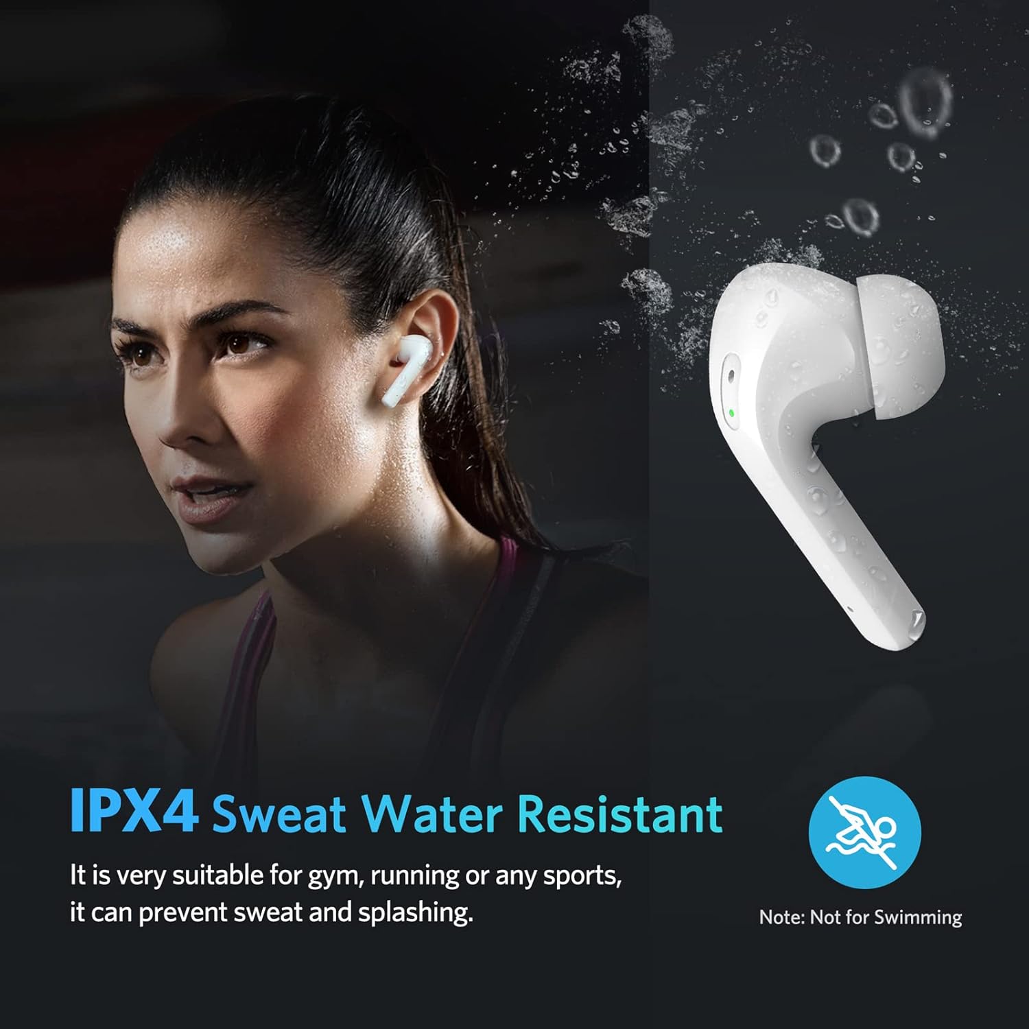 ACHOICE Bluetooth Noise Cancelling True Wireless Earbuds, Heavy Bass Earbud & in-Ear Headphones, Power Display Waterproof Earphone with 4Mic ANC