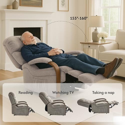 FLEXISPOT XL31 Power Lift Recliner Chair for Elderly, Electric Lift Chair with Massage & Heat, PU Leather Reclining Sofa w/Cup Holders