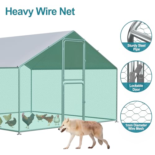 Large Chicken Coop, Chicken Coops for 30 Chickens, Chicken Runs for Yard with Water Poof & UV Resistance Cover