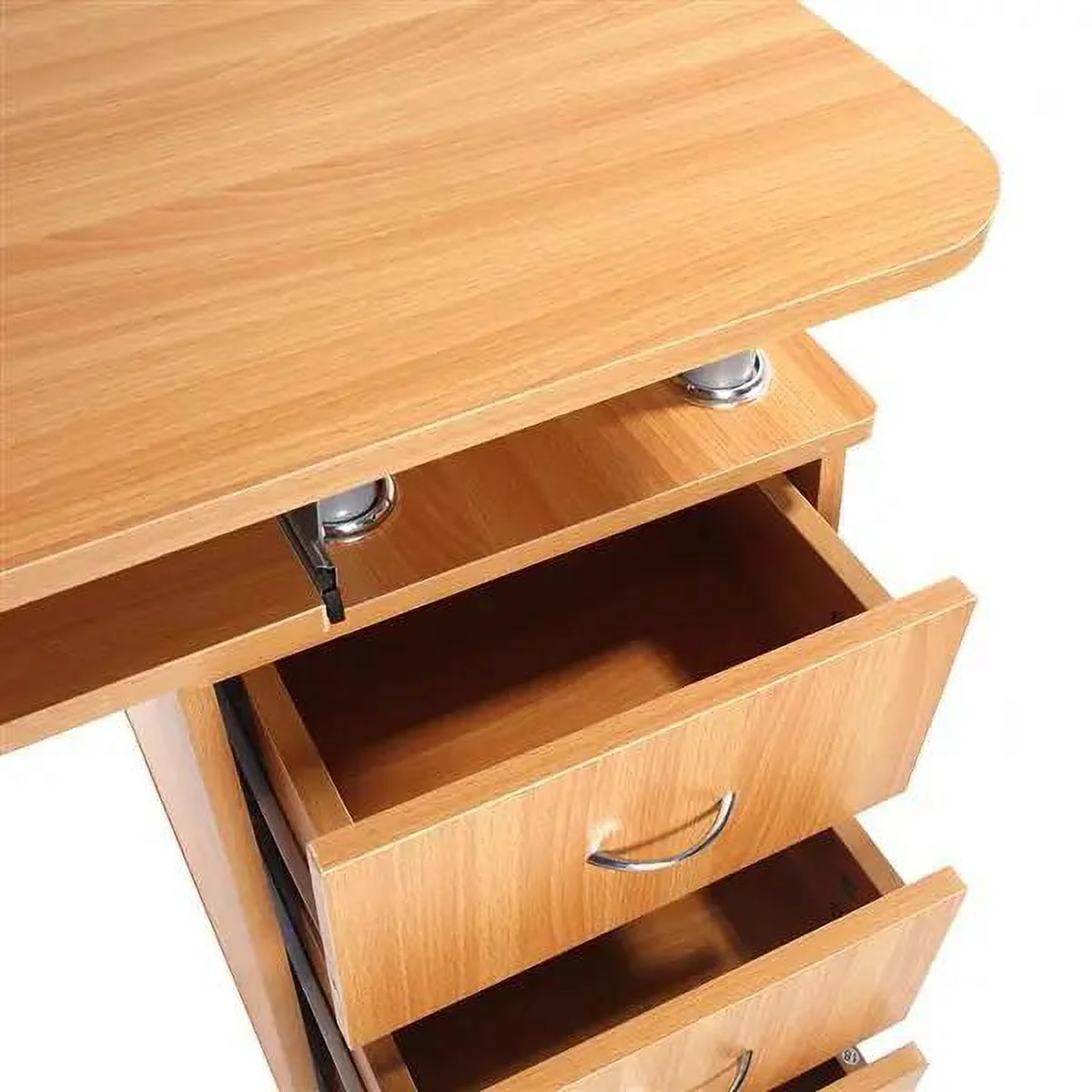 15mm MDF Portable 1pc Door with 3pcs Drawers Computer Desk Wood Color