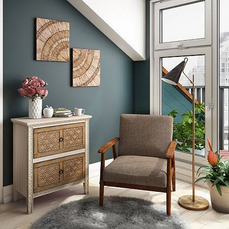 Two Tone Carved Front Accent Chest
