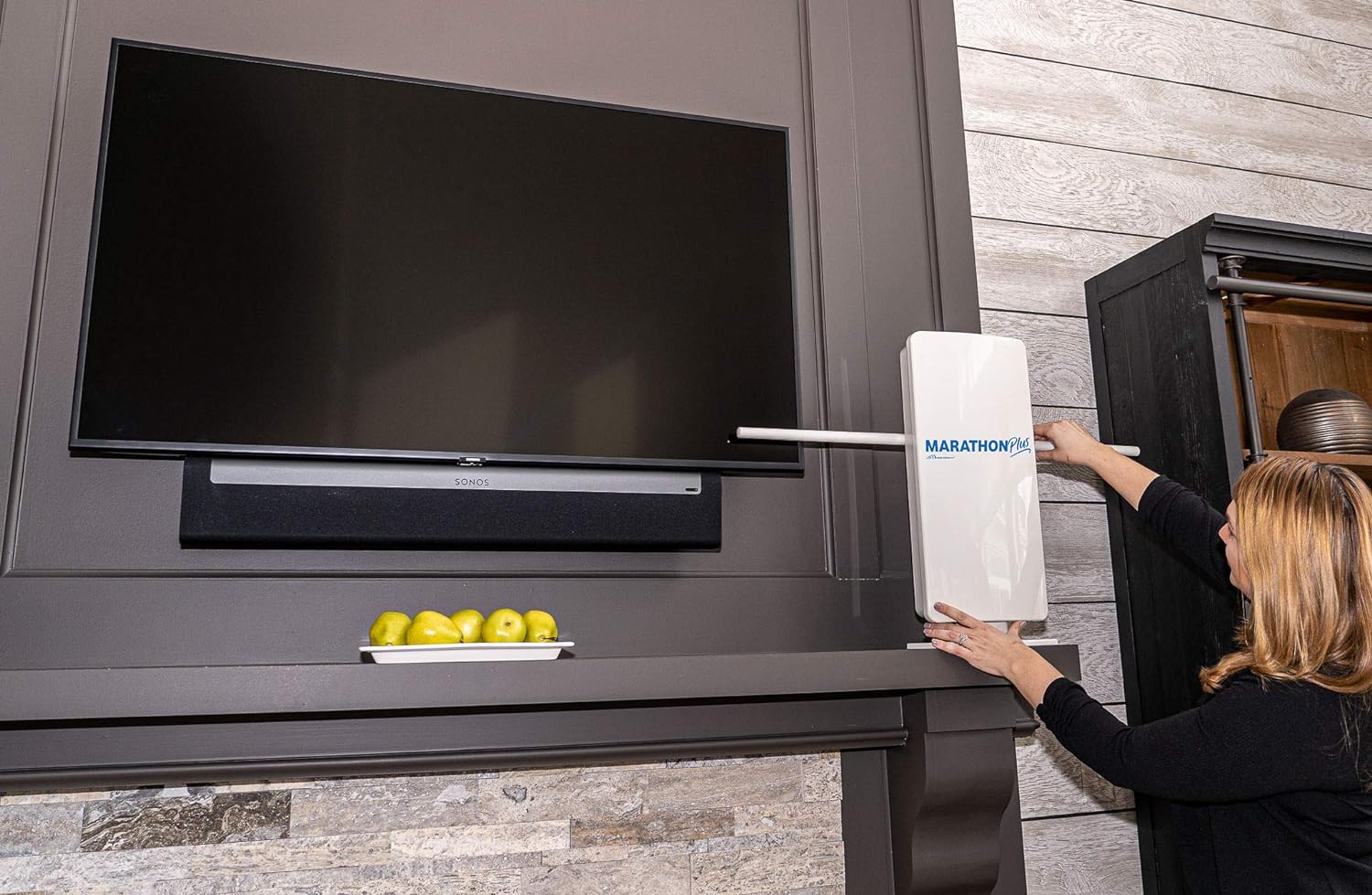 New 2020 Free Signal TV Marathon Plus Indoor/Outdoor Whole-House Digital TV Antenna with Breakthrough Amplified Technology for Long-Distance