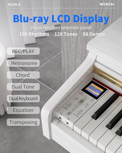 88 Keys Digital Piano Hammer Action Weighted Keyboard Piano, Full Size Upright Electric Piano, Wooden Electronic Piano for Beginner Professional