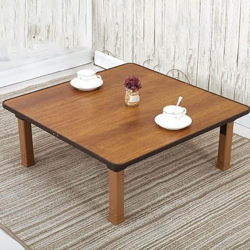 N/A Japanese-Style Square Folding Tea Coffee Table, Adjustable Low Table for Sitting on The Floor, for Tatami Sitting on The Floor Bedroom,70 * 70cm