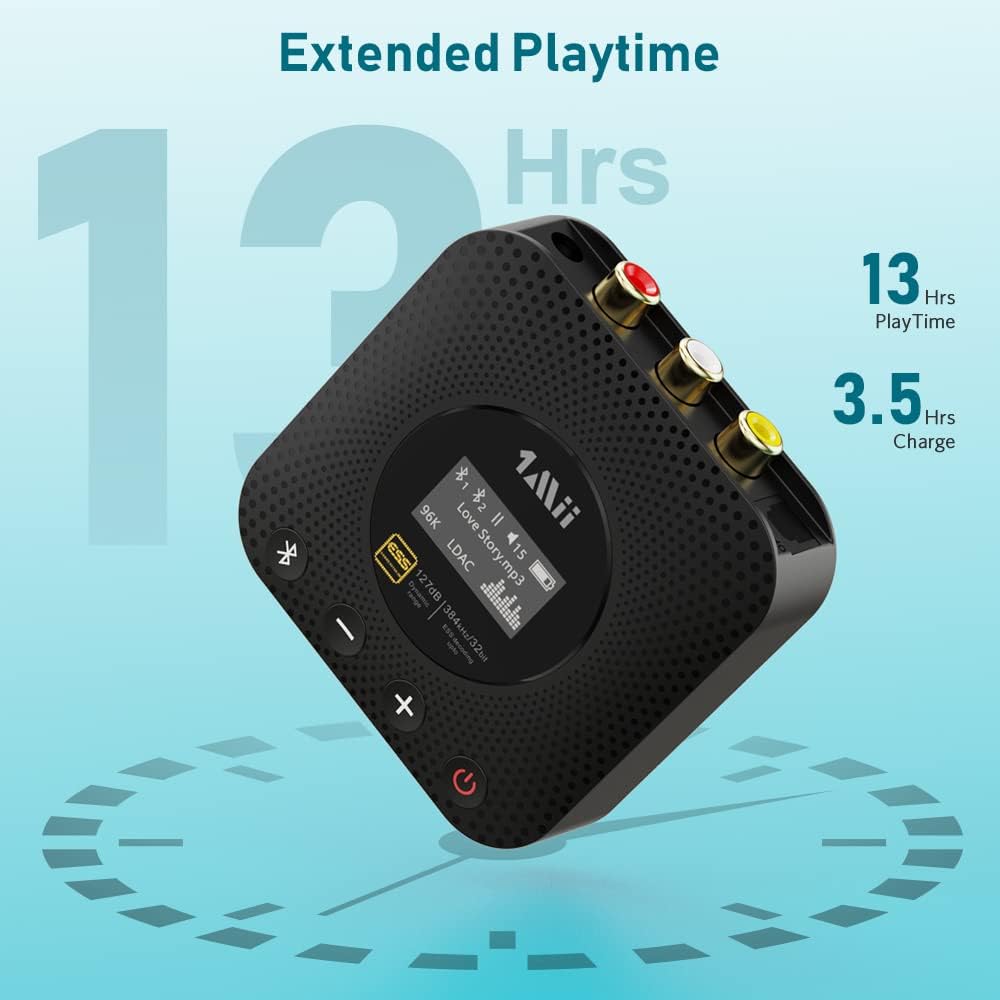 1Mii B06HD+ Bluetooth Receiver, HiFi Bluetooth 5.0 Audio Adapter w/ Audiophile DAC, LDAC, aptX HD & Low Latency