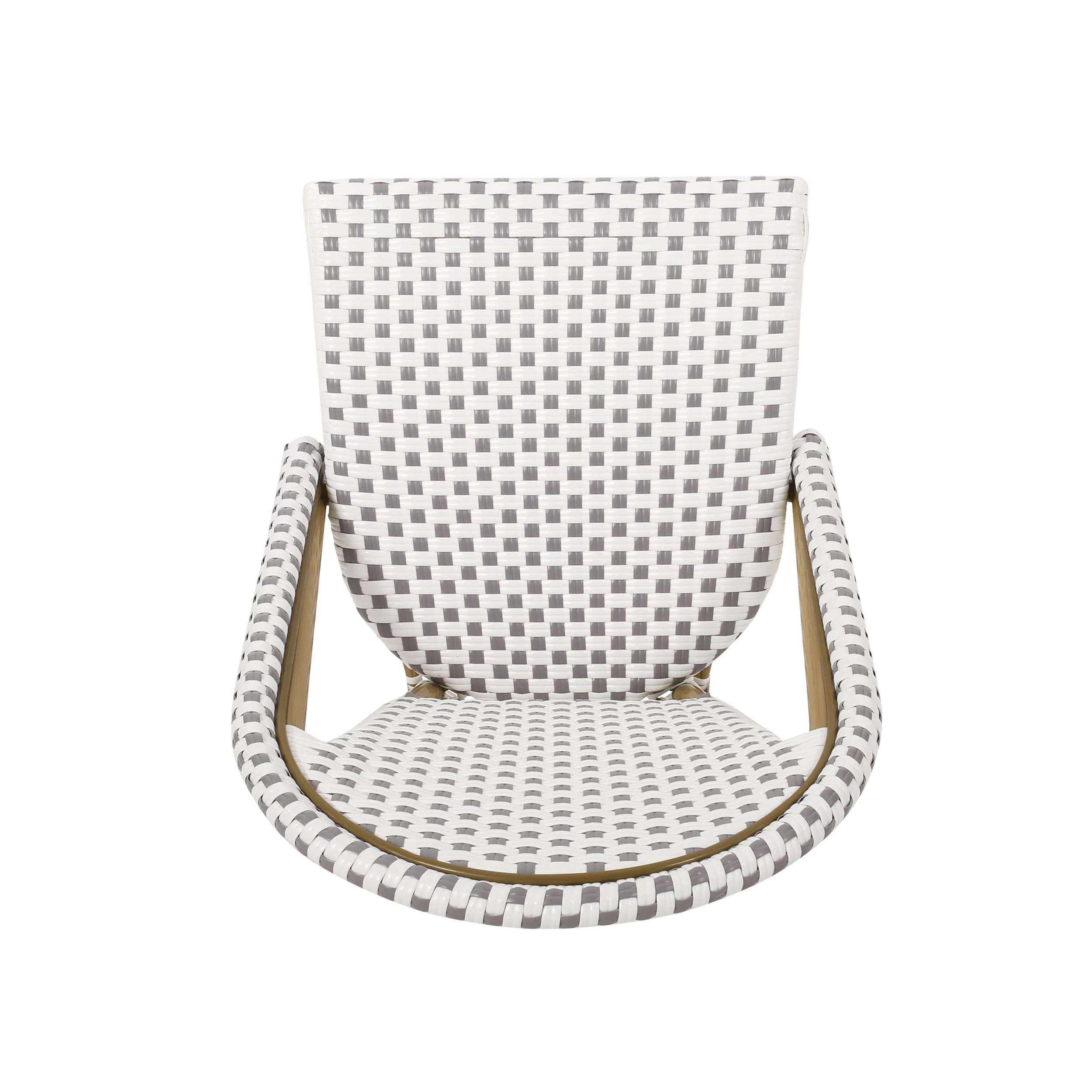 Ryder Outdoor French Bistro Chair, Set of 4, Gray, White, Bamboo Finish