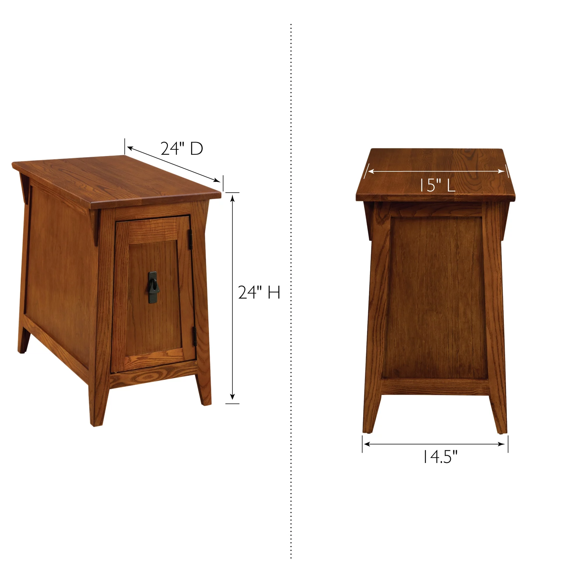 Leick Home 10032-RS Mission Cabinet End Table, Made with Solid Wood, Side Table for Living Room, Bedroom and Printer Stand, Russet Finish
