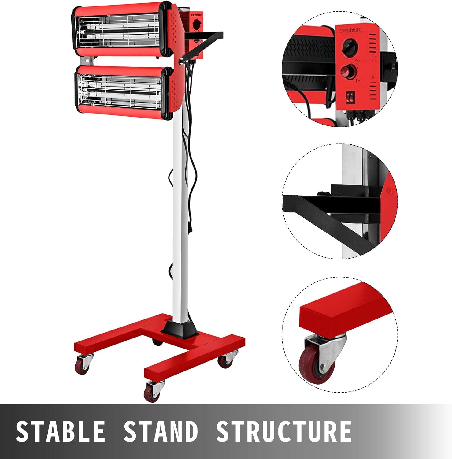 Bestauto 2000W Baking Infrared Paint Curing Lamp Short Wave Infrared Heater Car Bodywork Repair Paint Dryer/Stand