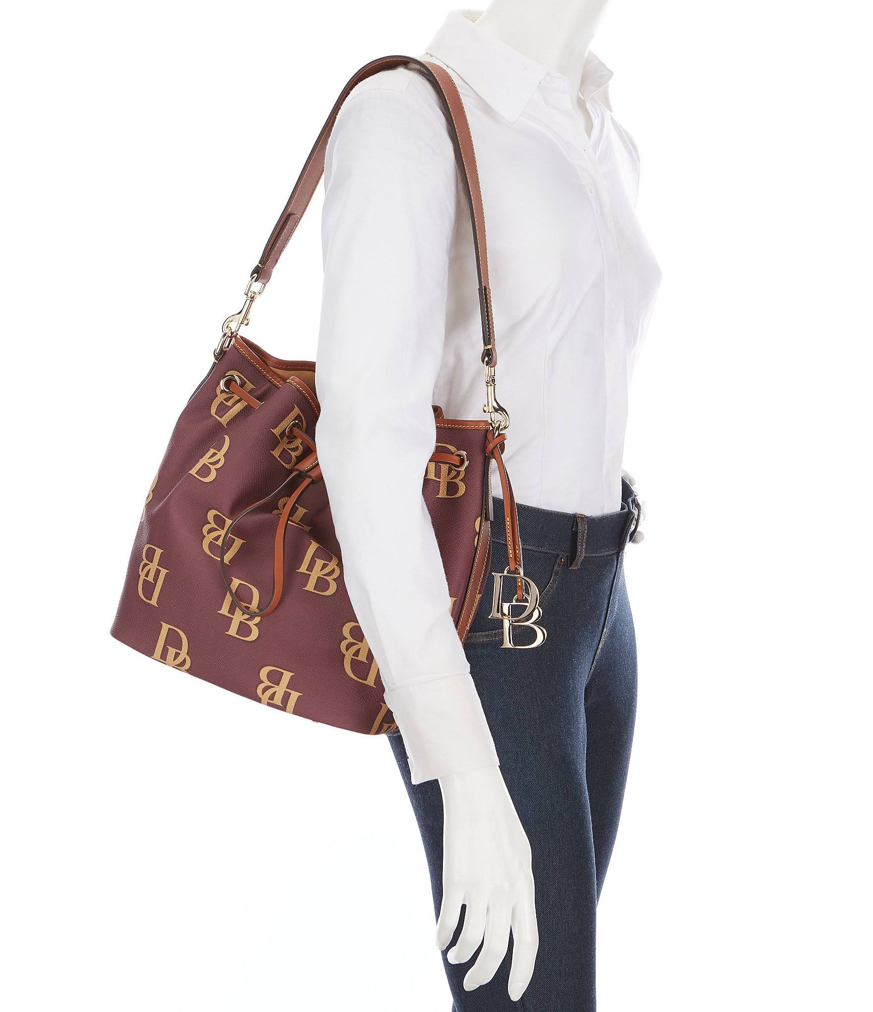 Dooney Bourke Monogrammed Collection Drawstring Bucket Bag - Avocado