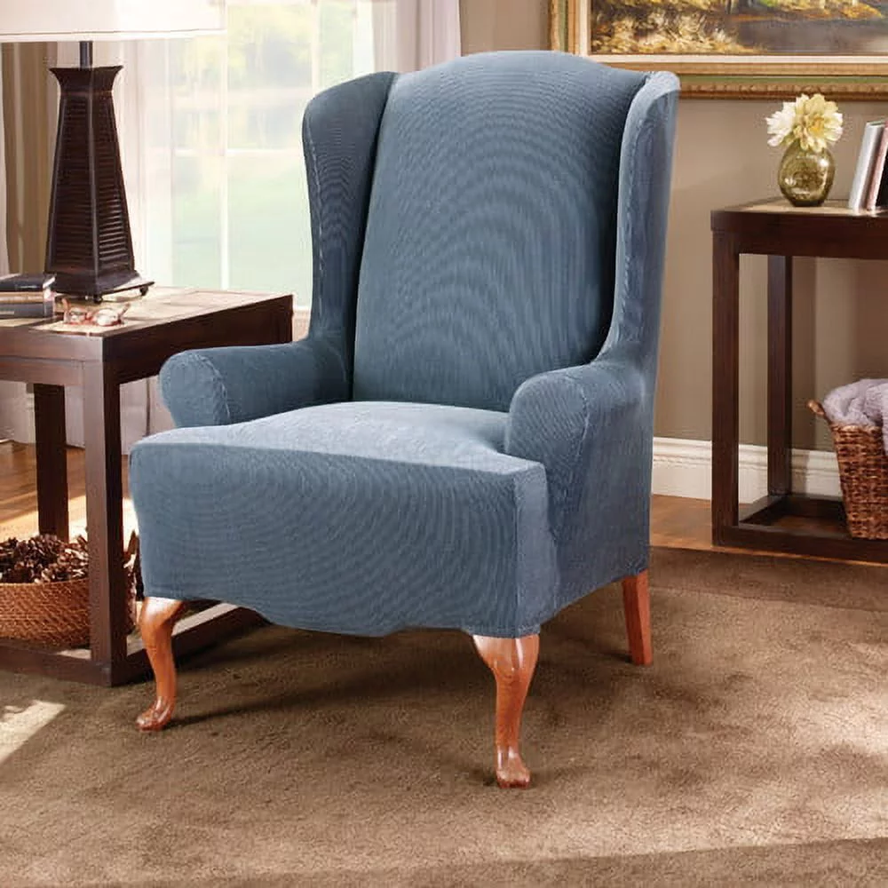 Sure Fit Stretch Stripe Wing Chair Slipcover - Curated Treasures Market