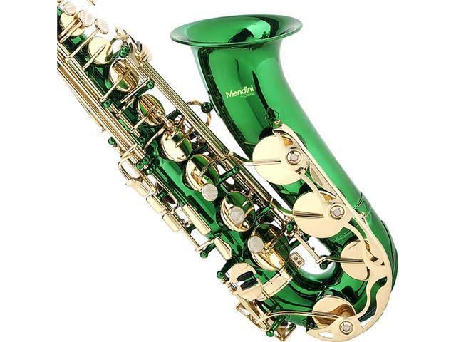 Mendini by Cecilio MAS-GL+92D+PB Green Lacquer E Flat Alto Saxophone with Tuner, Case, Mouthpiece, 10 Reeds and More