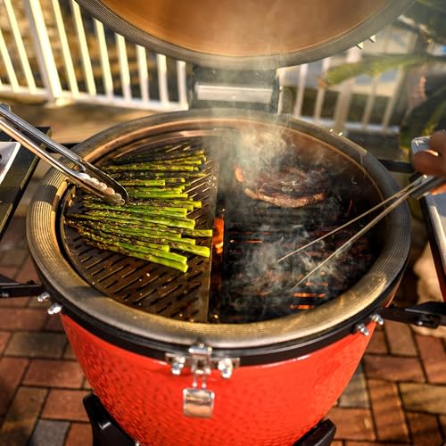 Kamado Joe Classic Joe Series II 18-inch Ceramic Charcoal Grill and Smoker with Cart, Side Shelves