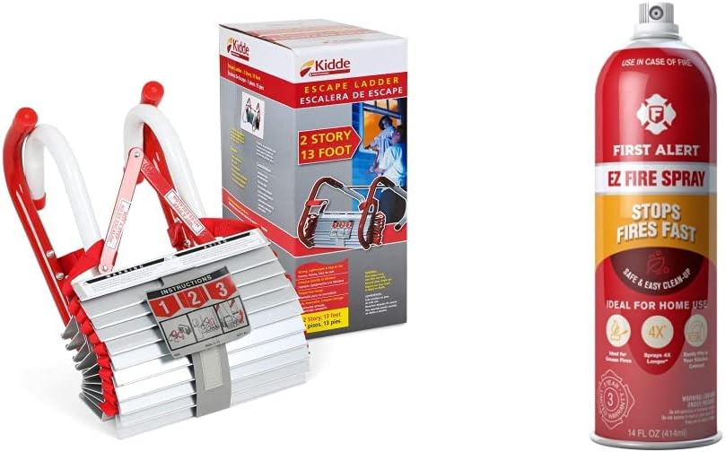 Kidde Fire Escape 3-Story Ladder, 25-Foot Anti-Slip Rungs, Rope Ladder Pack of 2