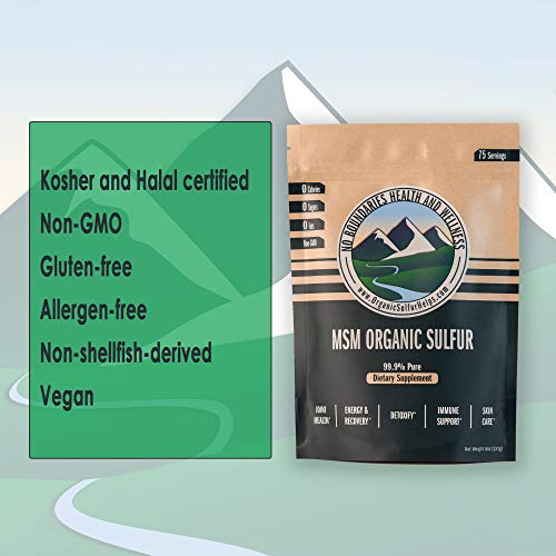 MSM Organic Sulfur Crystals by No Boundaries Health and Wellness – All-Natural, Premium Health Supplement: 99.9% Pure MSM – Benefits: Joint Pain