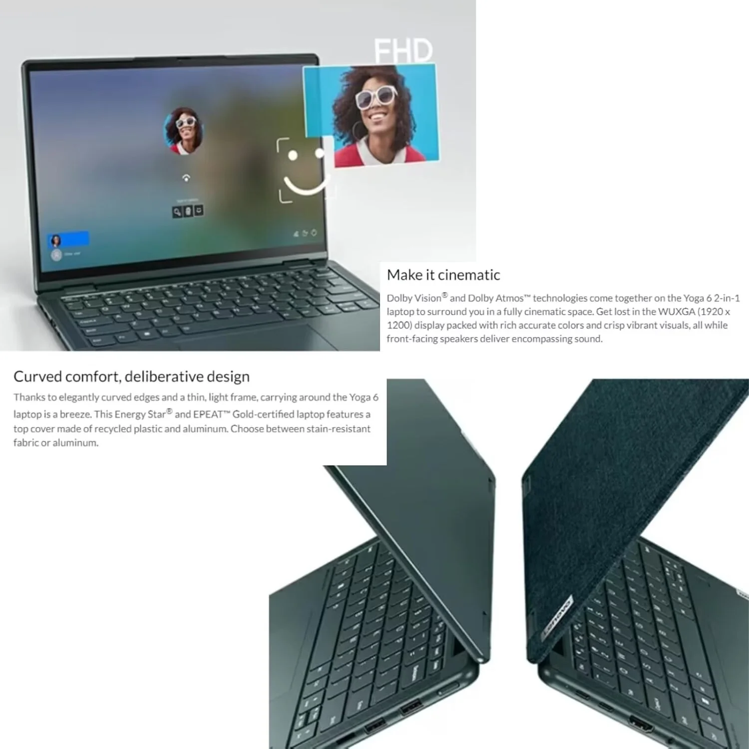 Lenovo Laptop Yoga 6 2-in-1 Touchscreen Laptops for Business Students-13.3" WUXGA Laptop Computers-8GB RAM 1TB SSD-AMD Ryzen 5 7530U(Beat Intel