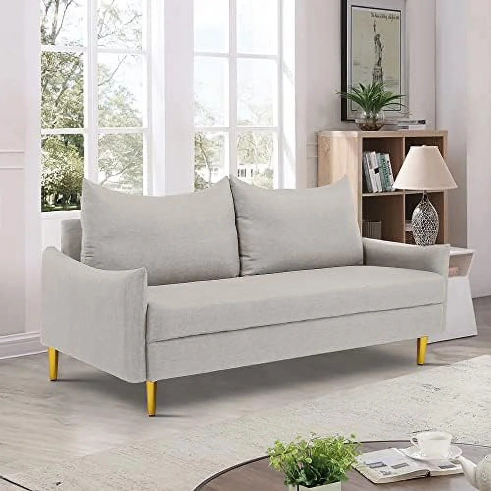 RUNFAYBIU 67" Modern Velvet Loveseat Sofa Couch  Mid-Century Tufted Upholstered Small Love Seat Couch with 2 Pillows